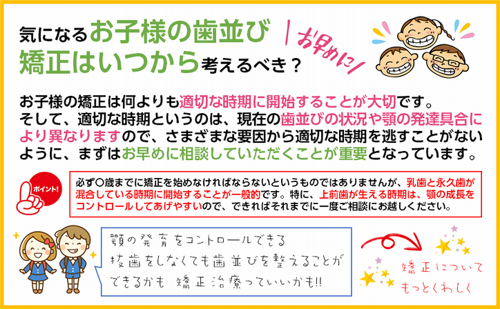 気になるお子様の歯並び矯正はいつから考えるべき?