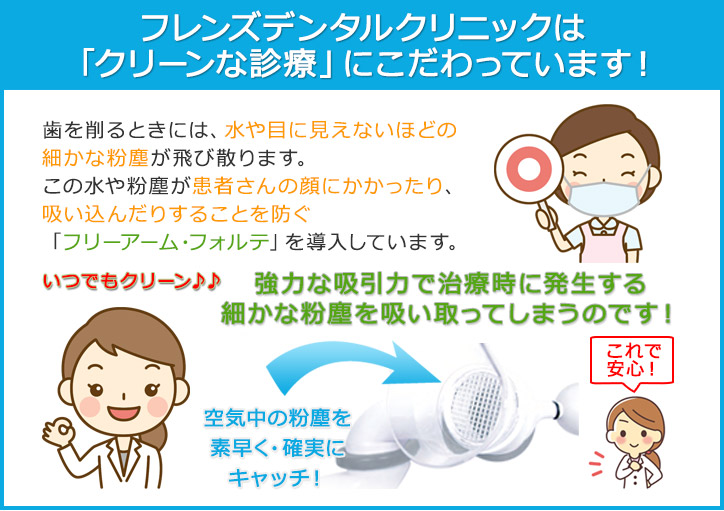 フレンズデンタルクリニックは
「クリーンな診療」にこだわっています!